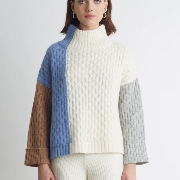 **NEW** | Colorblocked Luxe Cable Sweater | XS/S | ELEVEN SIX - Picture 1 of 6